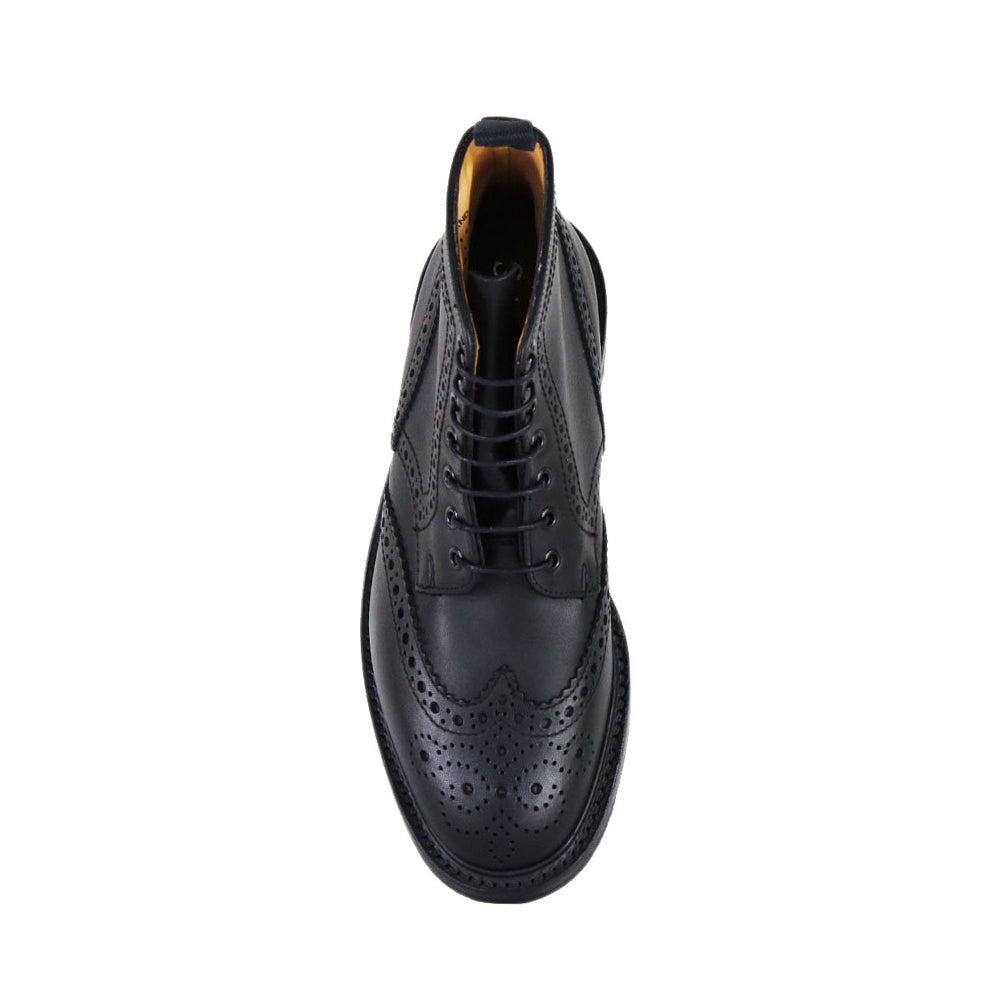 Mens black leather outlet brogue boots